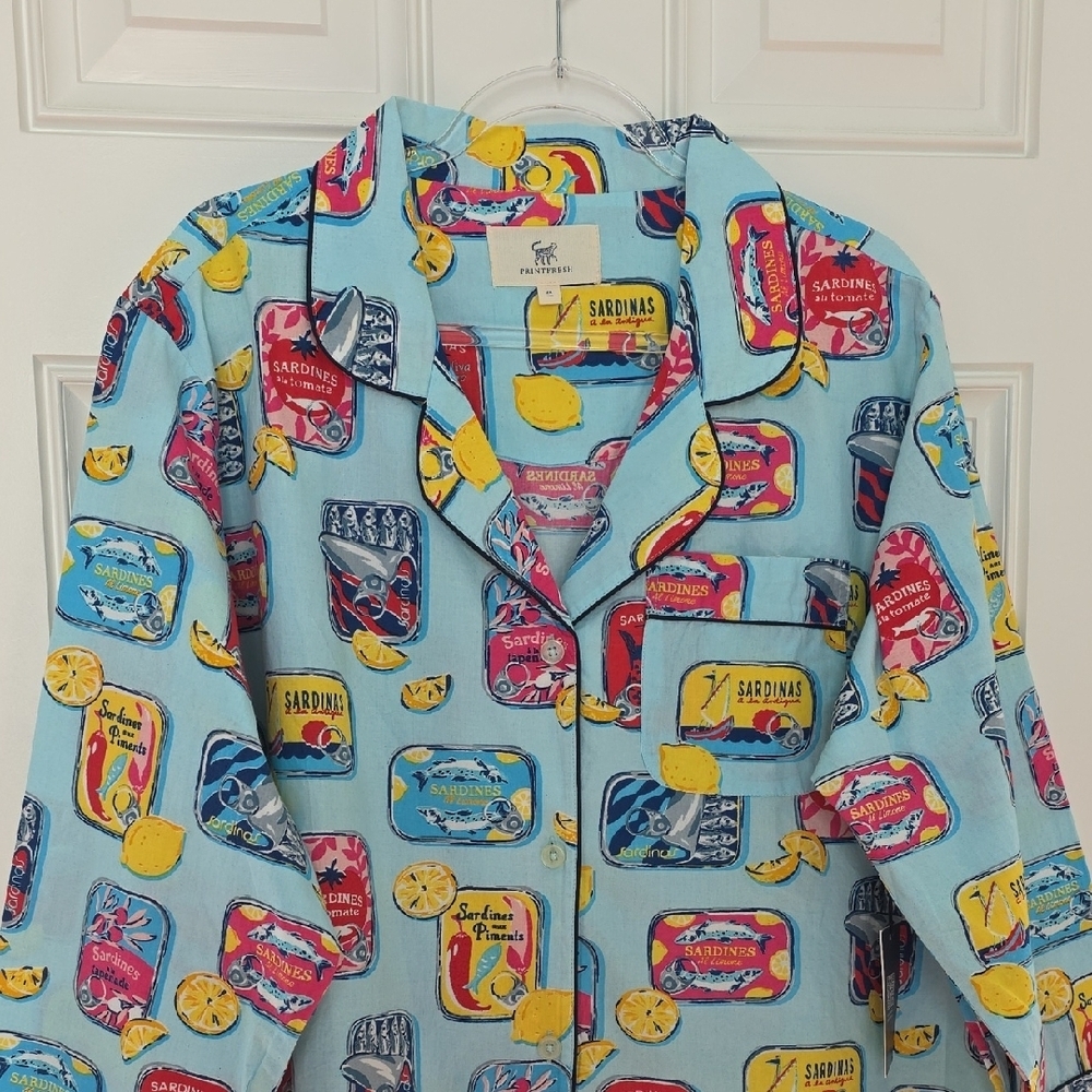 Printfresh Cotton Pajamas Sardine/Lemon Graphic Design. Size 2X NWT - Picture 3 of 16